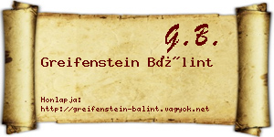Greifenstein Bálint névjegykártya